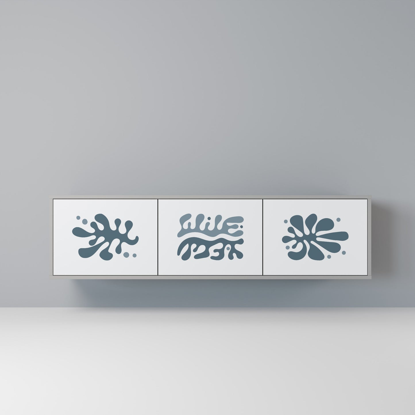 WONDERLAND VEGETATION 3-Door TV Stand in Grey Finish