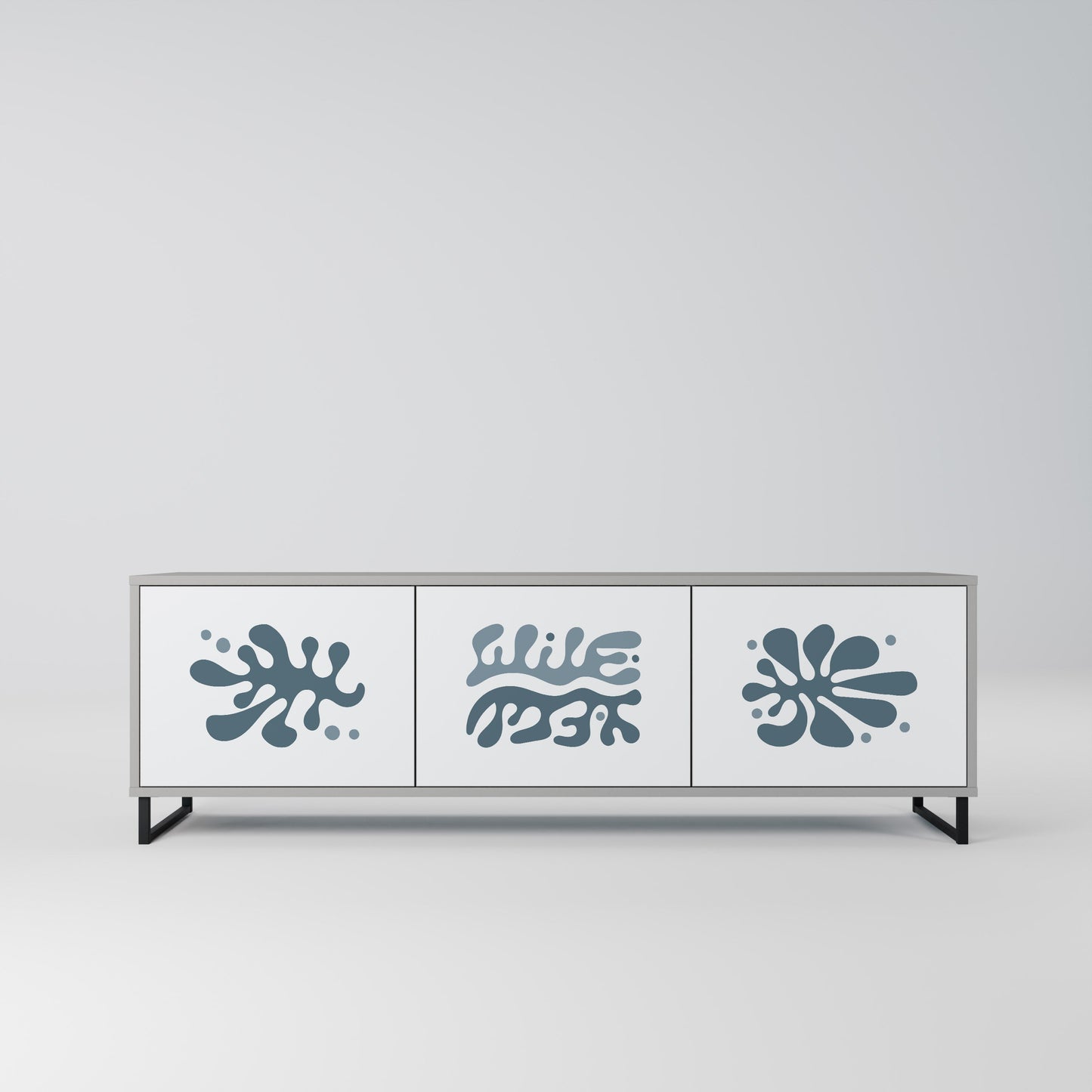 WONDERLAND VEGETATION 3-Door TV Stand in Grey Finish