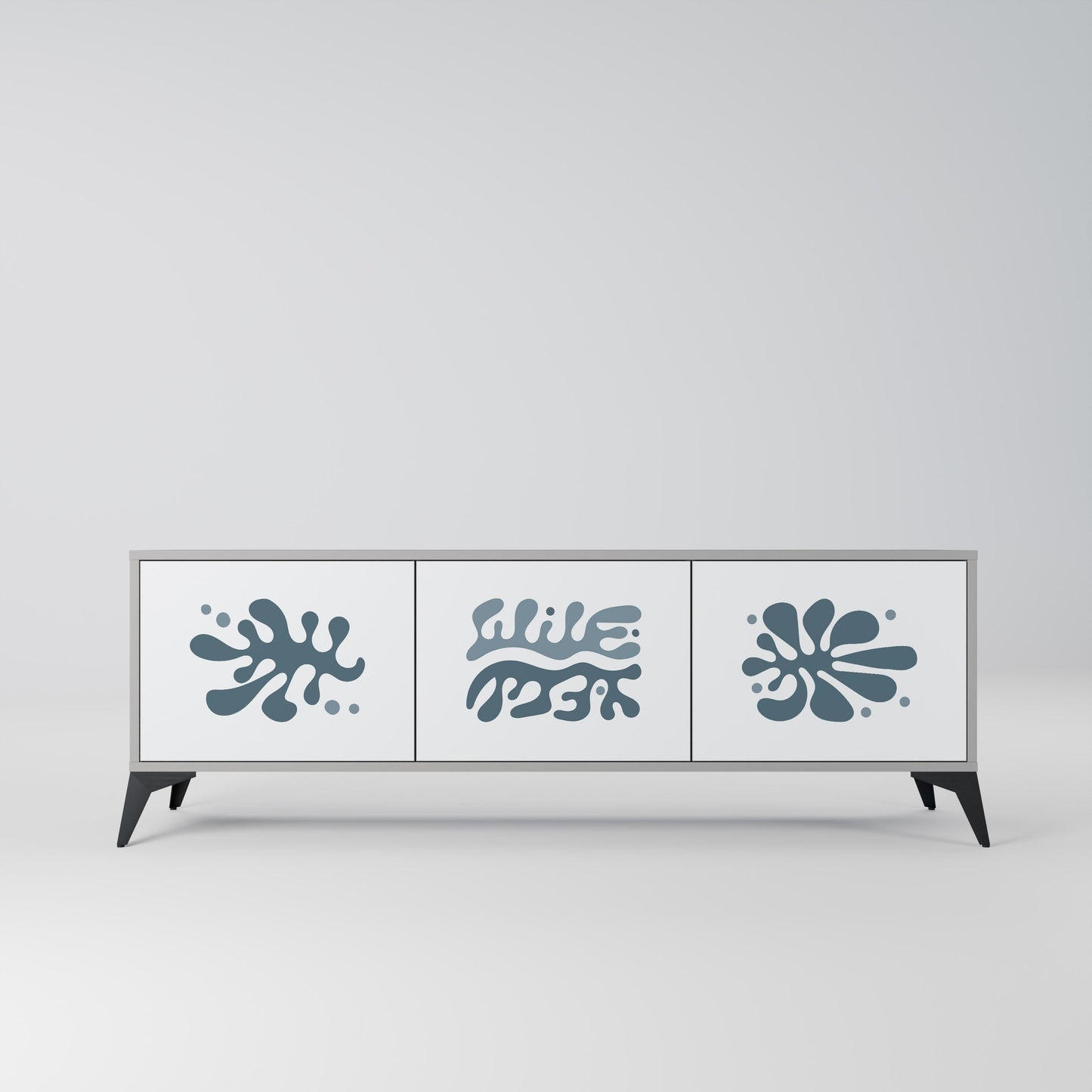 WONDERLAND VEGETATION 3-Door TV Stand in Grey Finish