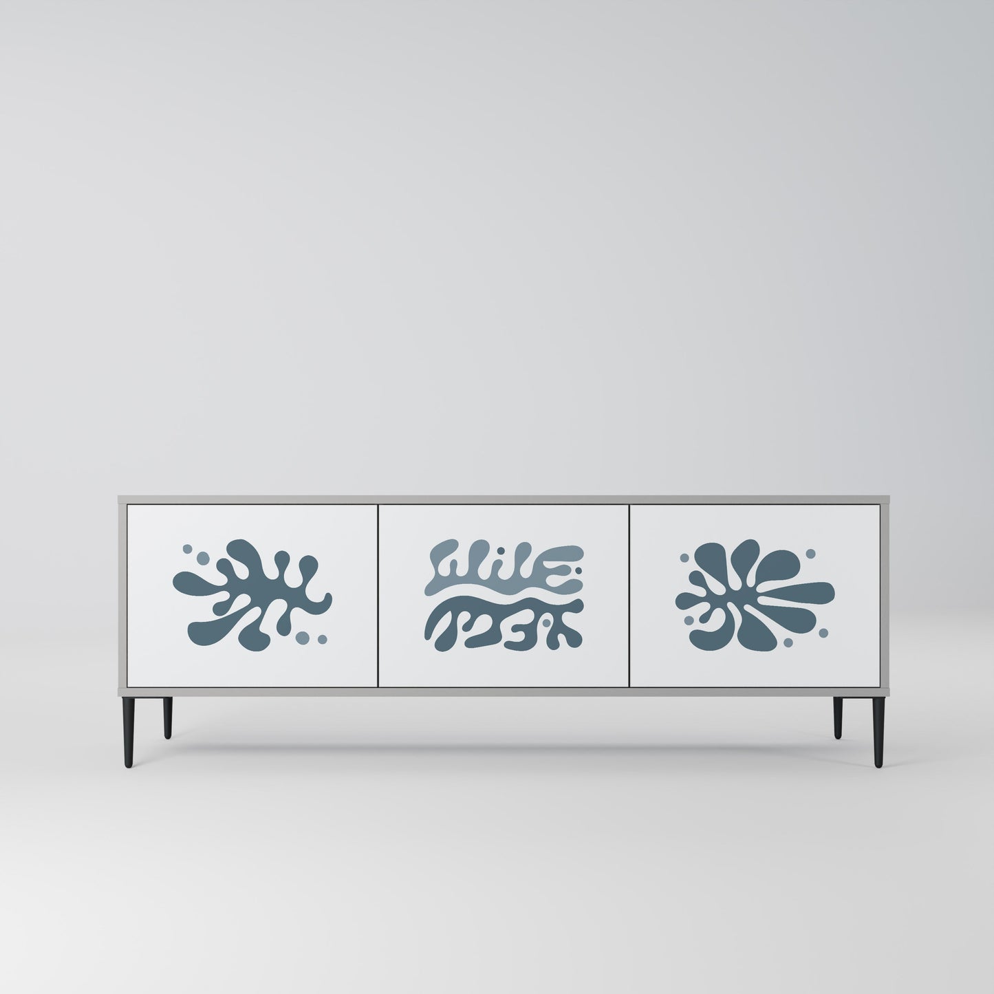 WONDERLAND VEGETATION 3-Door TV Stand in Grey Finish