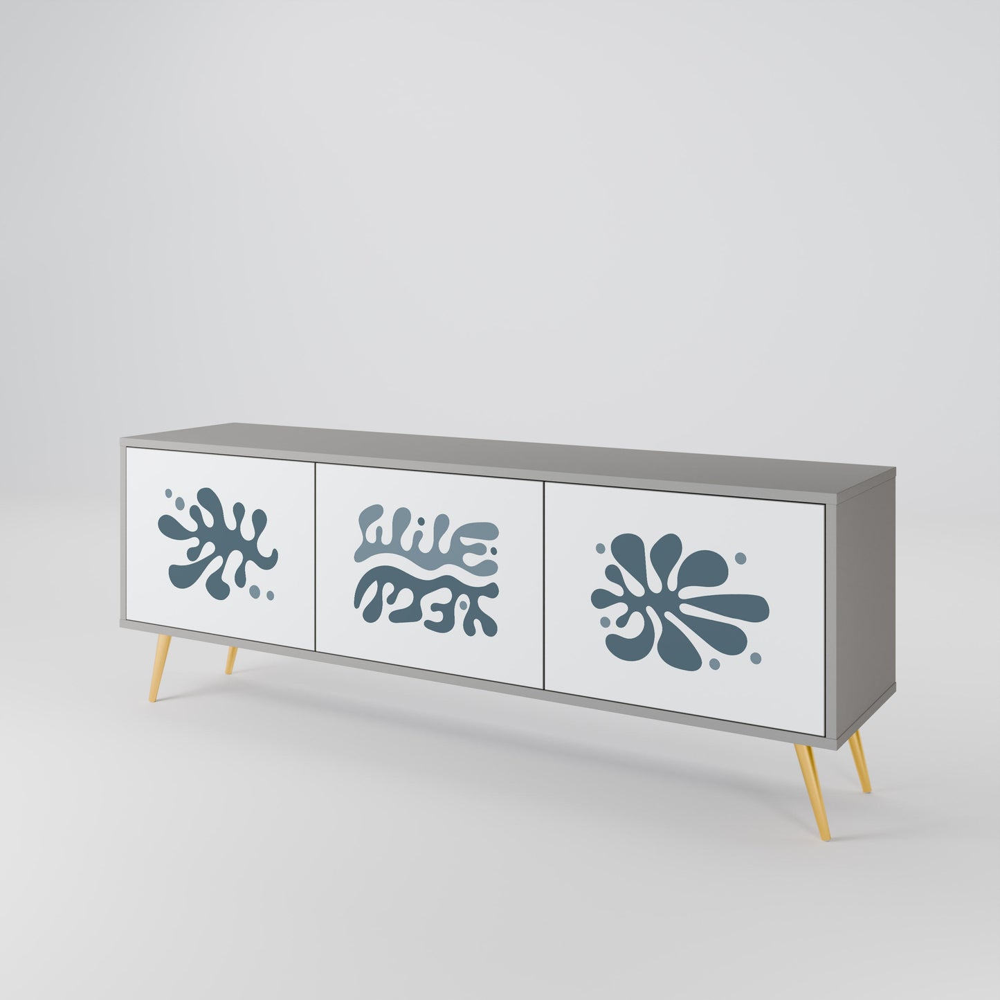 WONDERLAND VEGETATION 3-Door TV Stand in Grey Finish