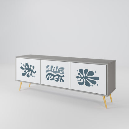 WONDERLAND VEGETATION 3-Door TV Stand in Grey Finish