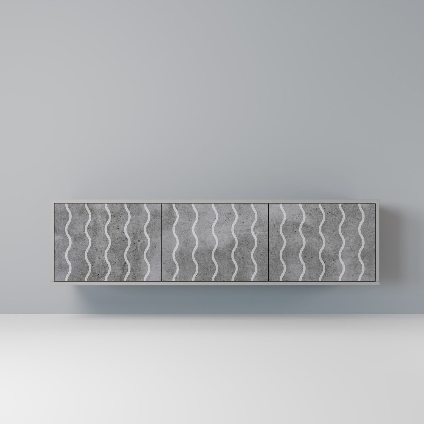 WAVES OF CONCRETE 3-Door TV Stand in Grey Finish