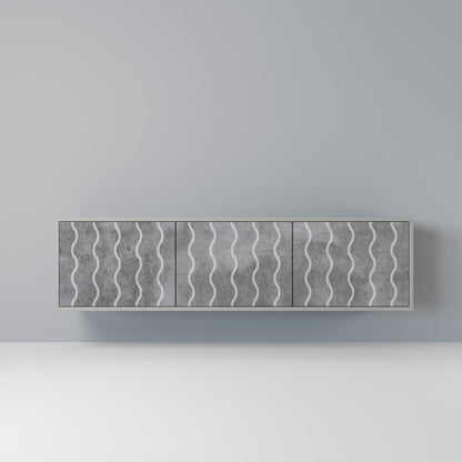 WAVES OF CONCRETE 3-Door TV Stand in Grey Finish