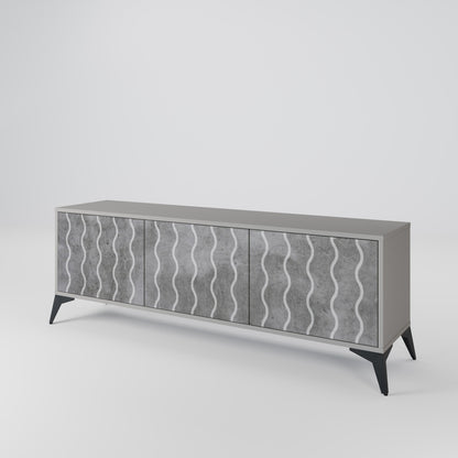 WAVES OF CONCRETE 3-Door TV Stand in Grey Finish