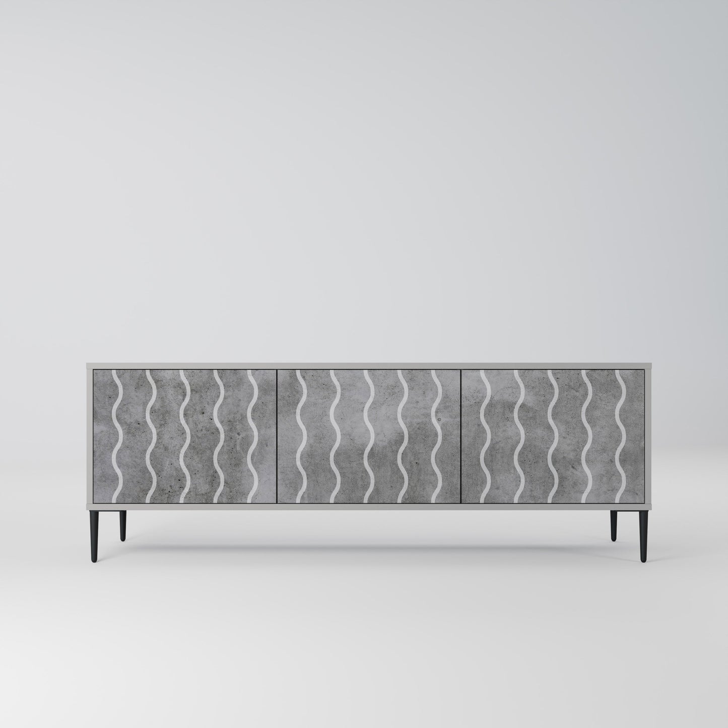 WAVES OF CONCRETE 3-Door TV Stand in Grey Finish