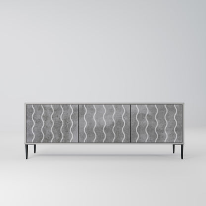 WAVES OF CONCRETE 3-Door TV Stand in Grey Finish