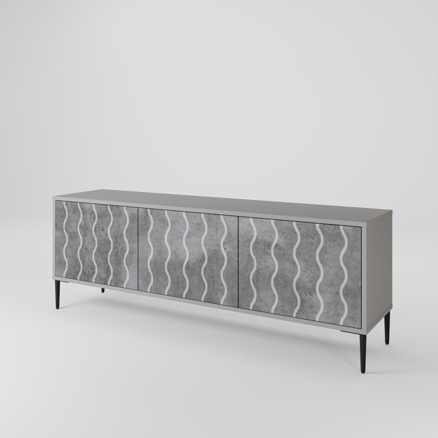 WAVES OF CONCRETE 3-Door TV Stand in Grey Finish
