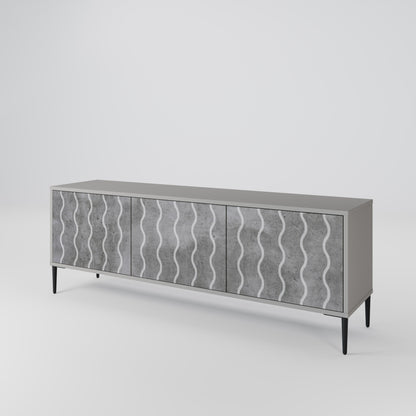WAVES OF CONCRETE 3-Door TV Stand in Grey Finish