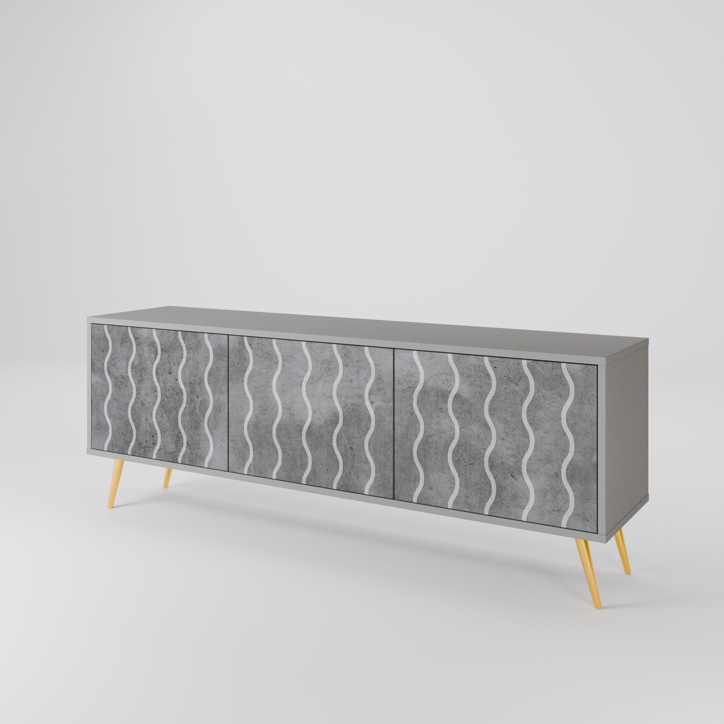 WAVES OF CONCRETE 3-Door TV Stand in Grey Finish