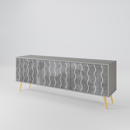 WAVES OF CONCRETE 3-Door TV Stand in Grey Finish