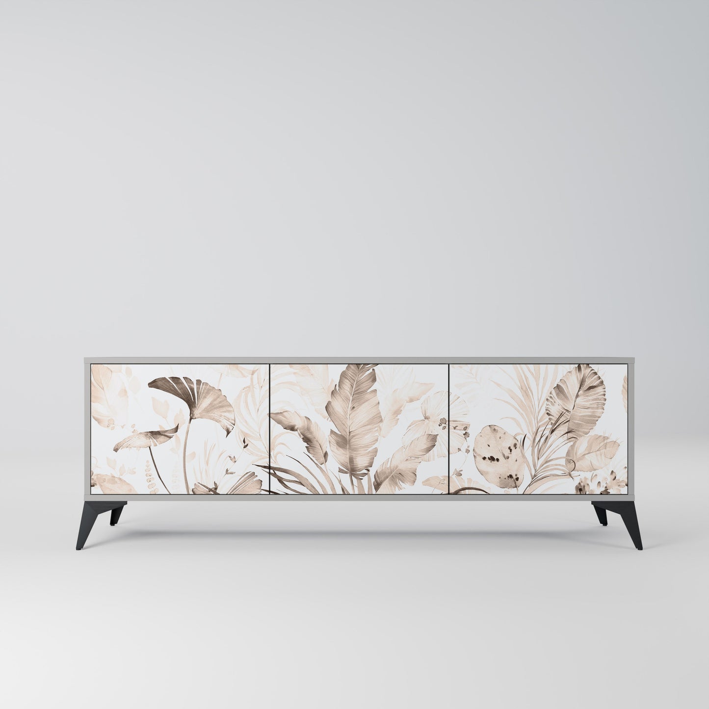 WILD TENDERNESS 3-Door TV Stand in Grey Finish