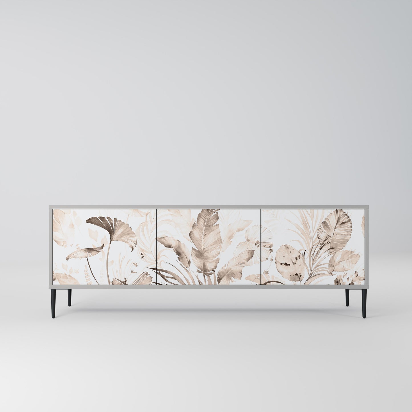 WILD TENDERNESS 3-Door TV Stand in Grey Finish