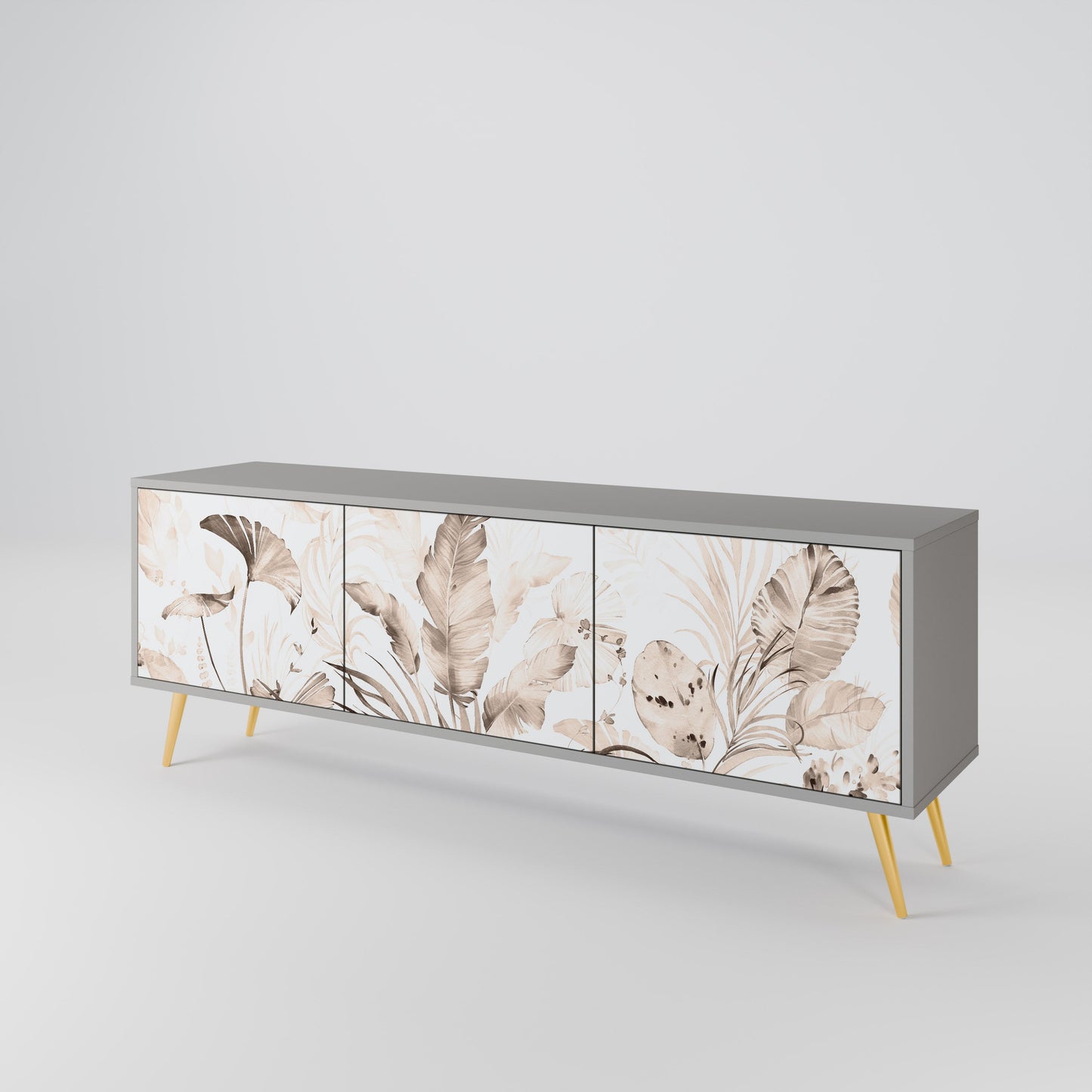 WILD TENDERNESS 3-Door TV Stand in Grey Finish