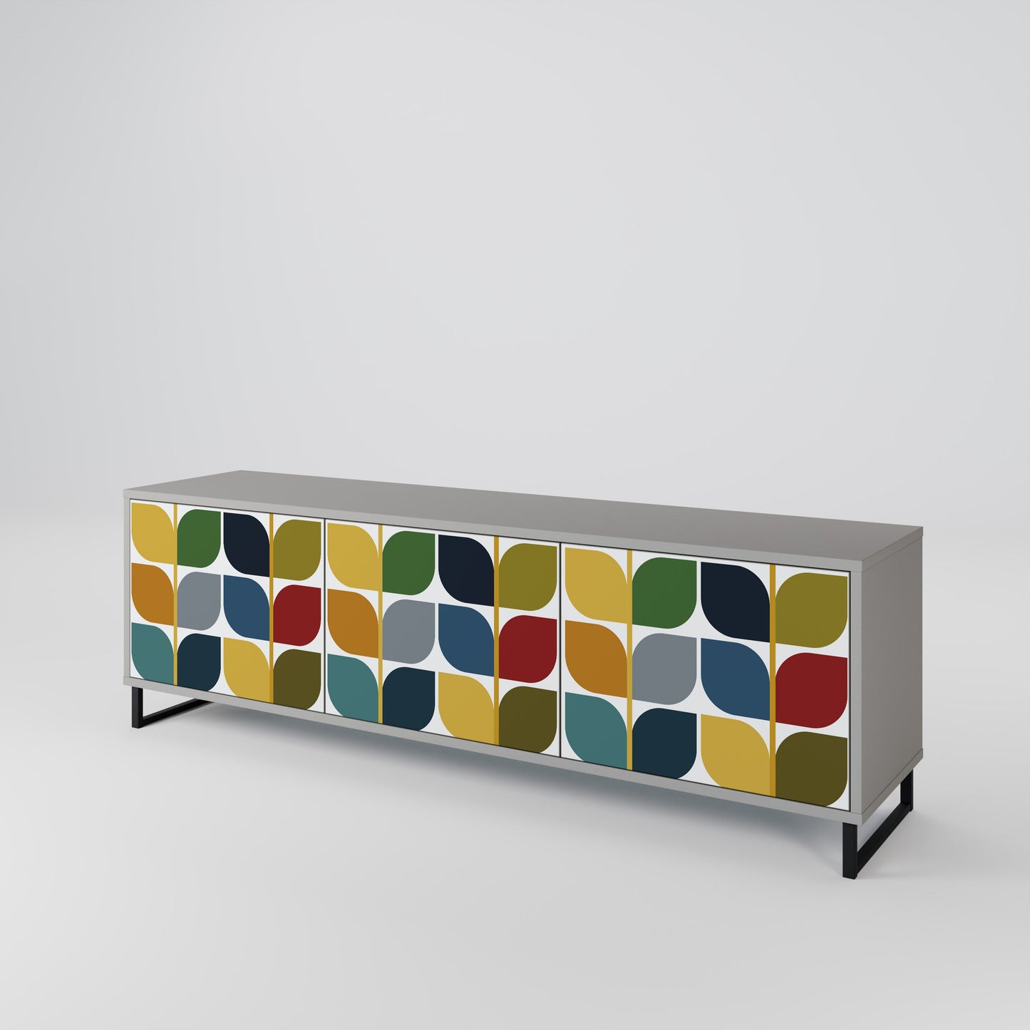 WEIGHTLESS HOURS 3-Door TV Stand in Grey Finish