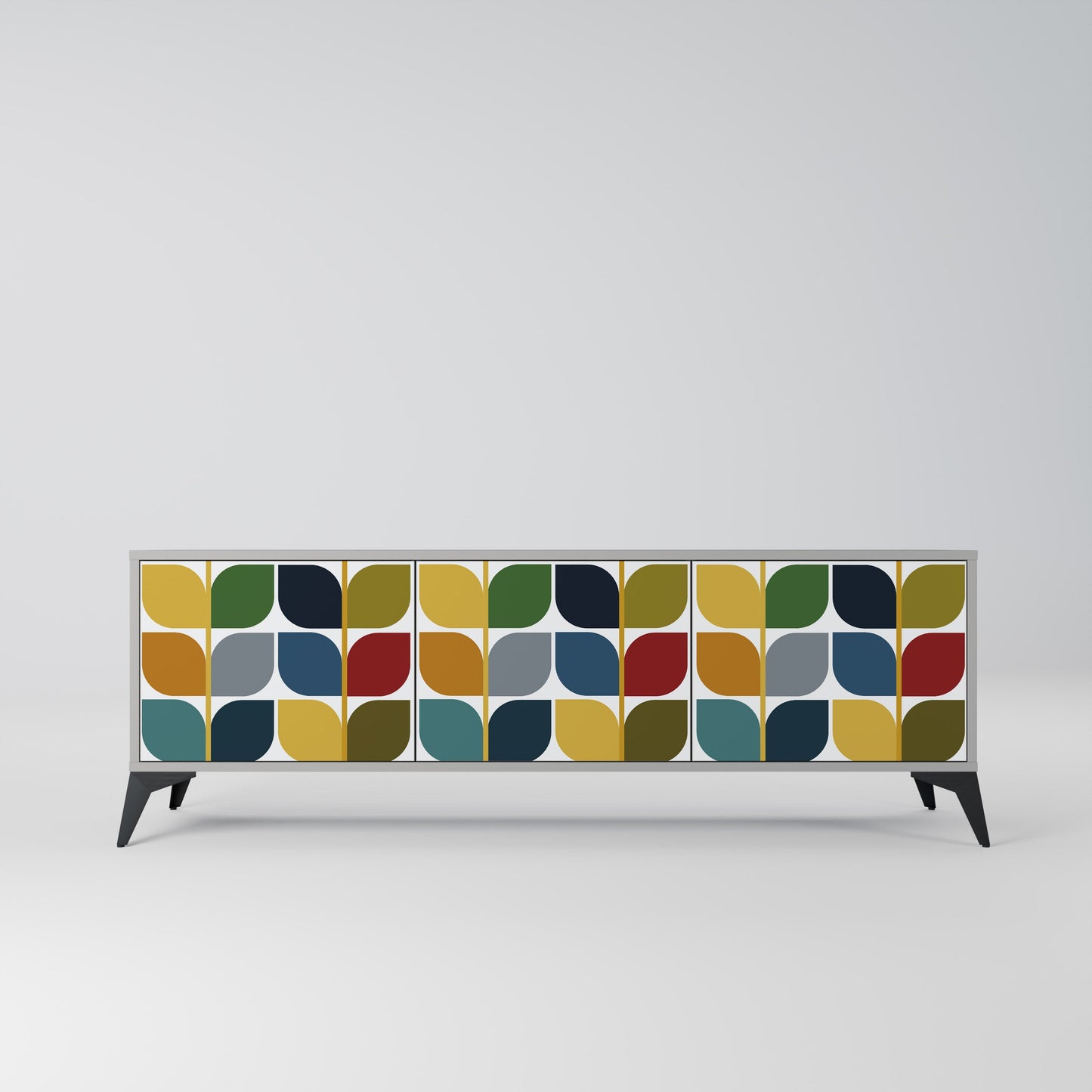 WEIGHTLESS HOURS 3-Door TV Stand in Grey Finish