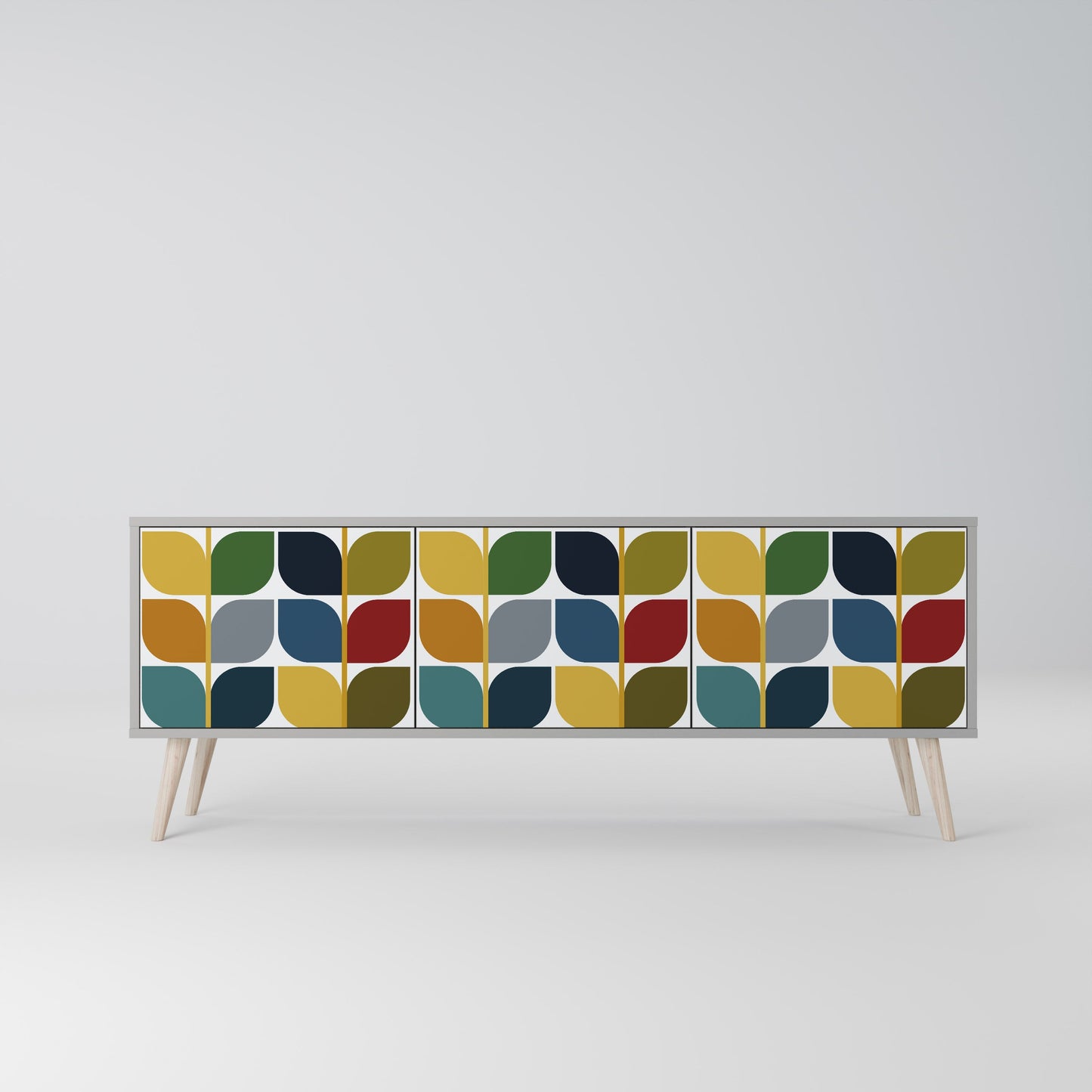 WEIGHTLESS HOURS 3-Door TV Stand in Grey Finish