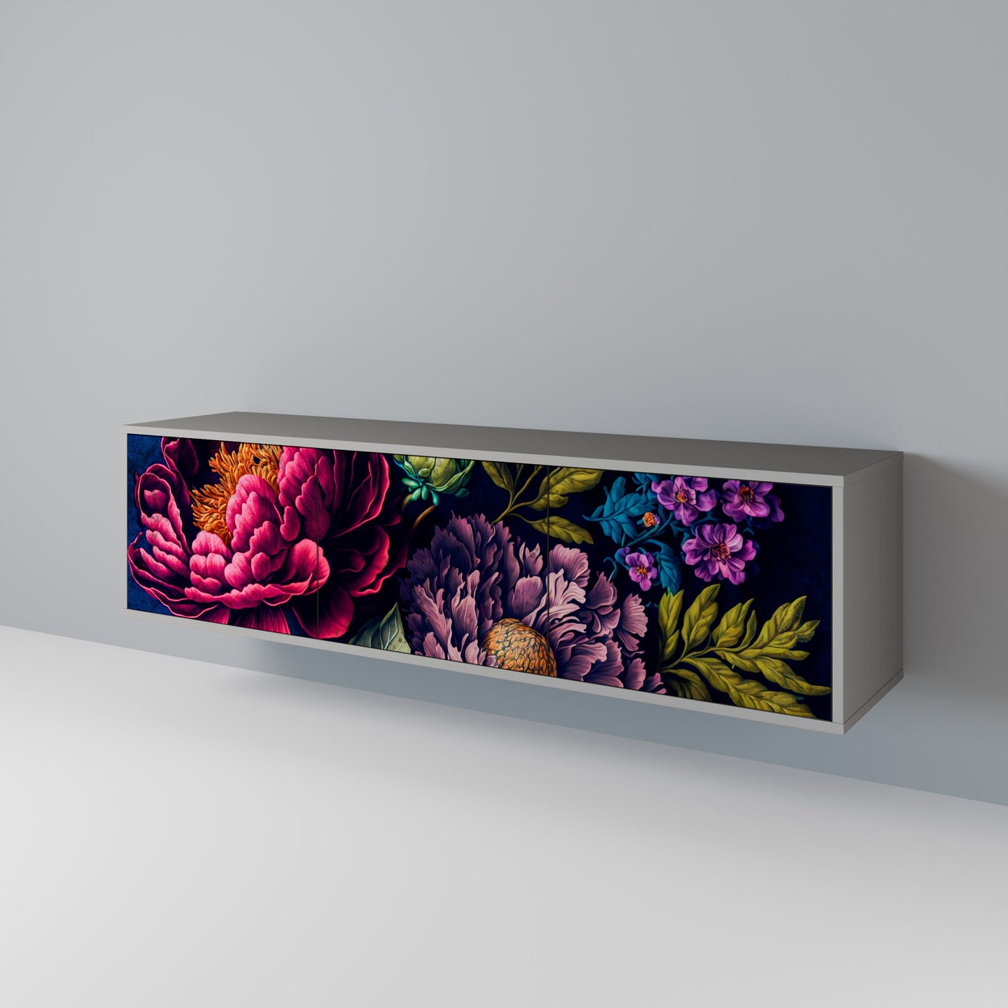 BLOOMING ELEGANCE Mobile TV a 3 Ante in Finitura Grigia