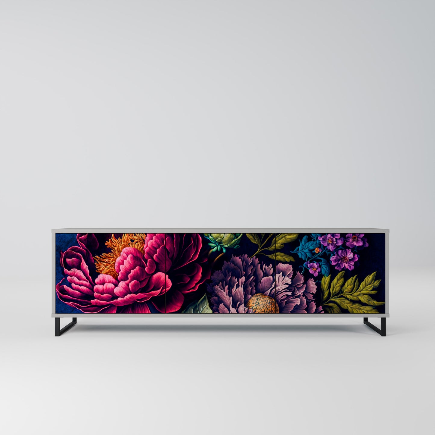 BLOOMING ELEGANCE Mobile TV a 3 Ante in Finitura Grigia