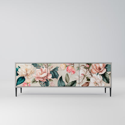 FLORAL GRACE Mobile TV a 3 Ante in Finitura Grigia