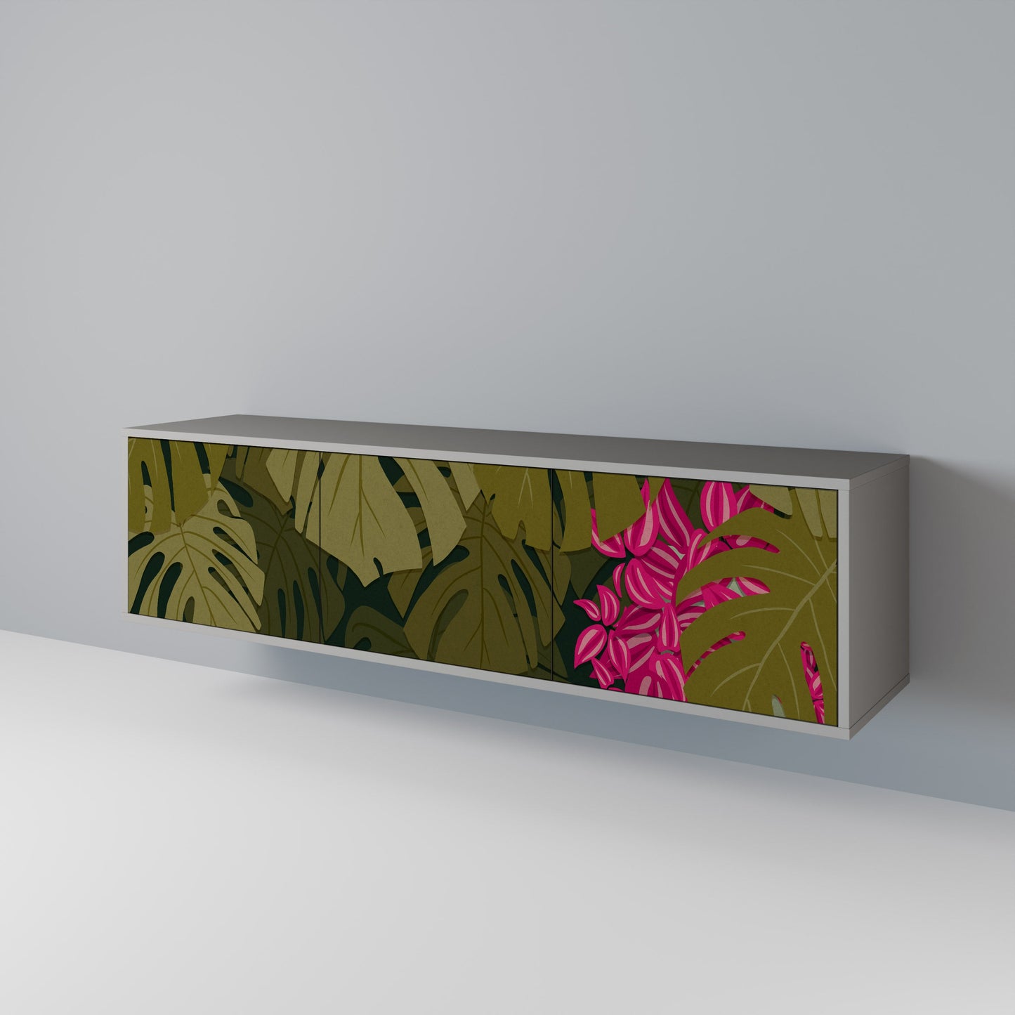 TROPICAL BEAUTY 3-Door TV Stand in Grey Finish