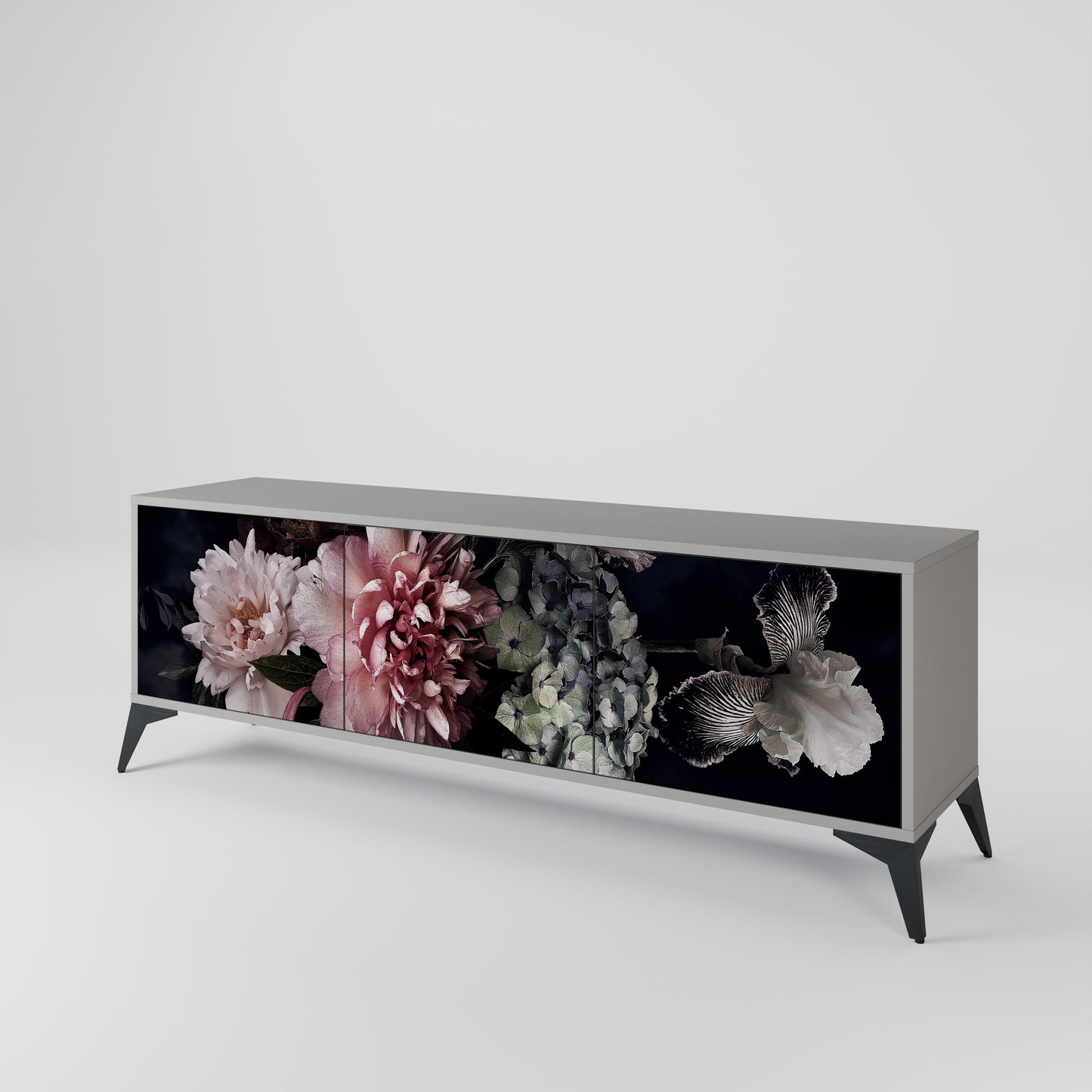 PURE BLOSSOM Mobile TV a 3 Ante in Finitura Grigia