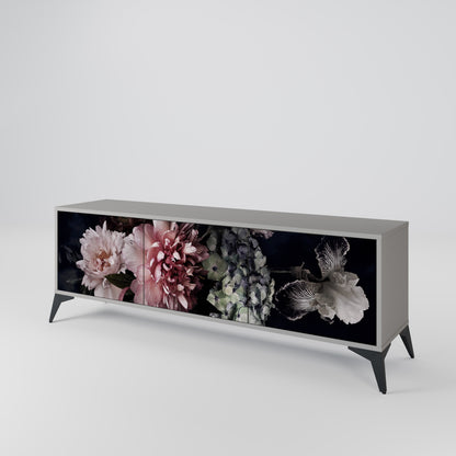 PURE BLOSSOM Mobile TV a 3 Ante in Finitura Grigia