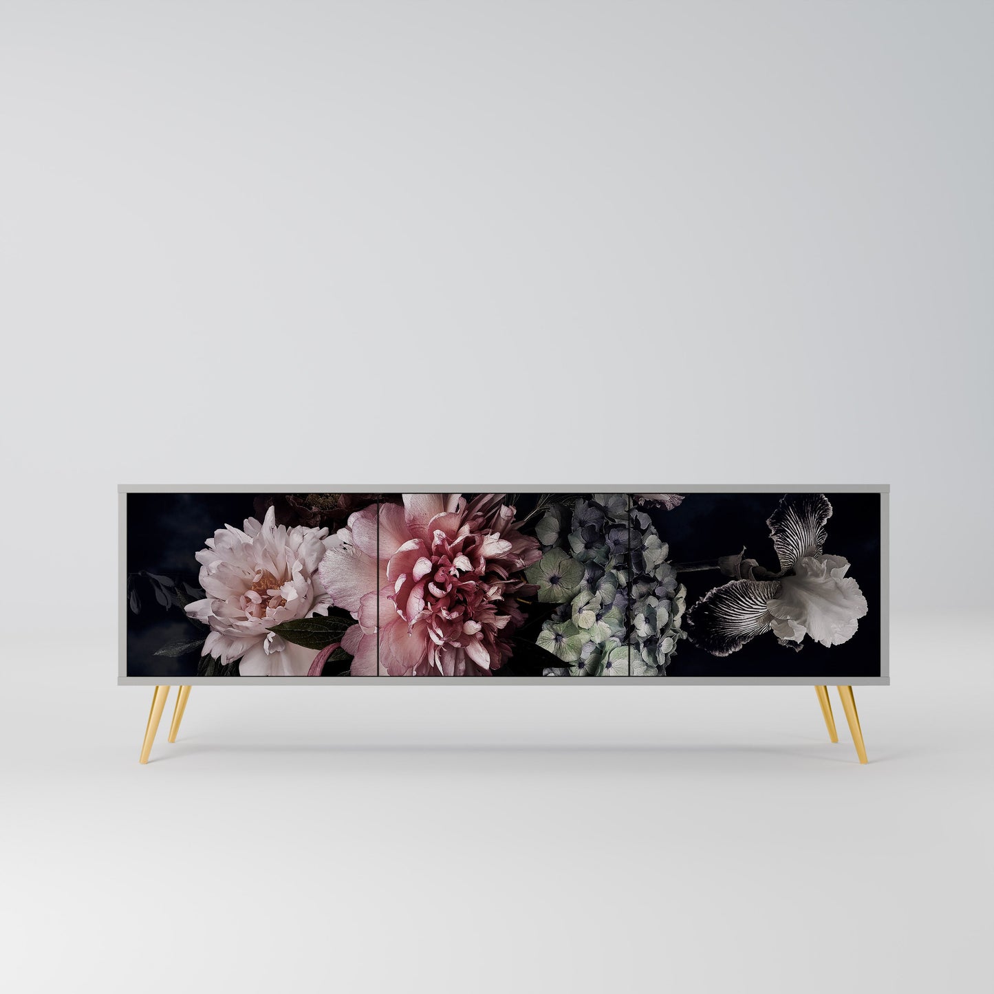 PURE BLOSSOM Mobile TV a 3 Ante in Finitura Grigia