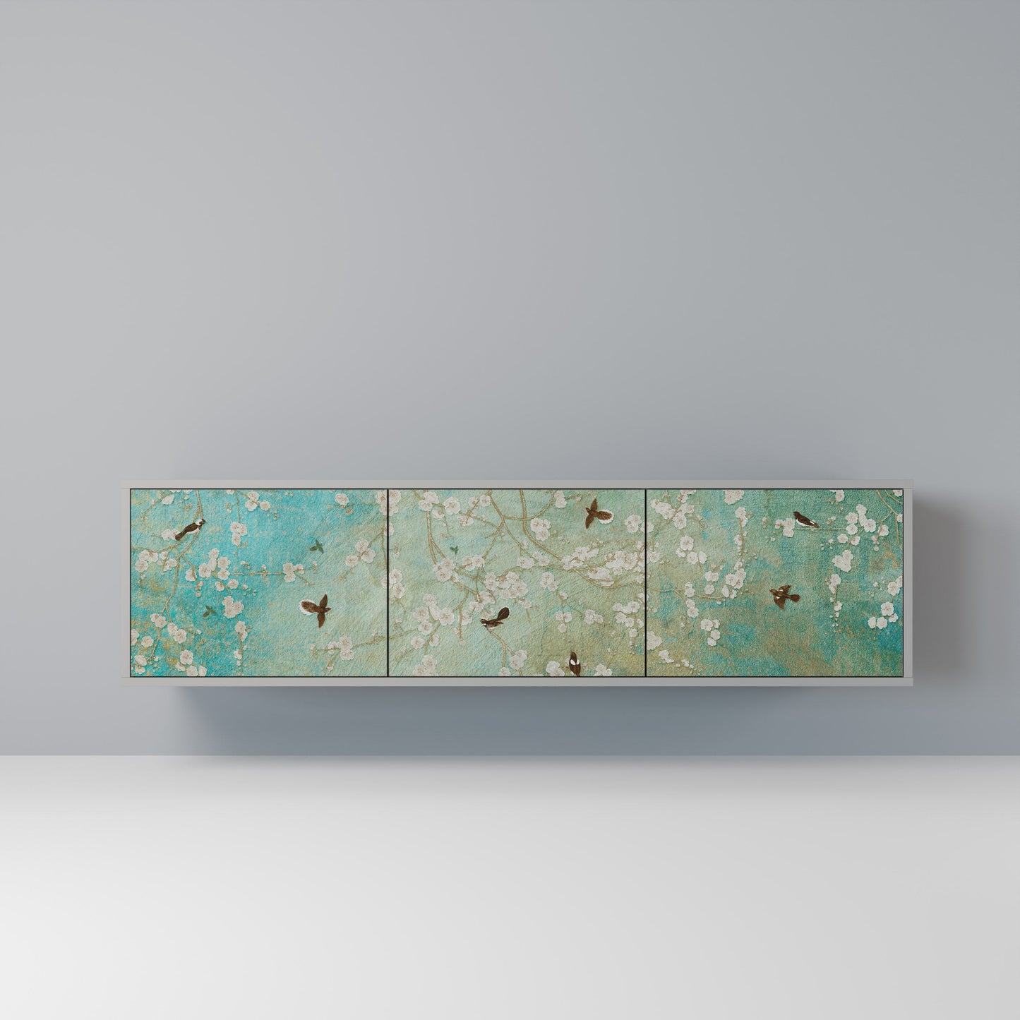 BLOOMING CHARM Mobile TV a 3 Ante in Finitura Grigia