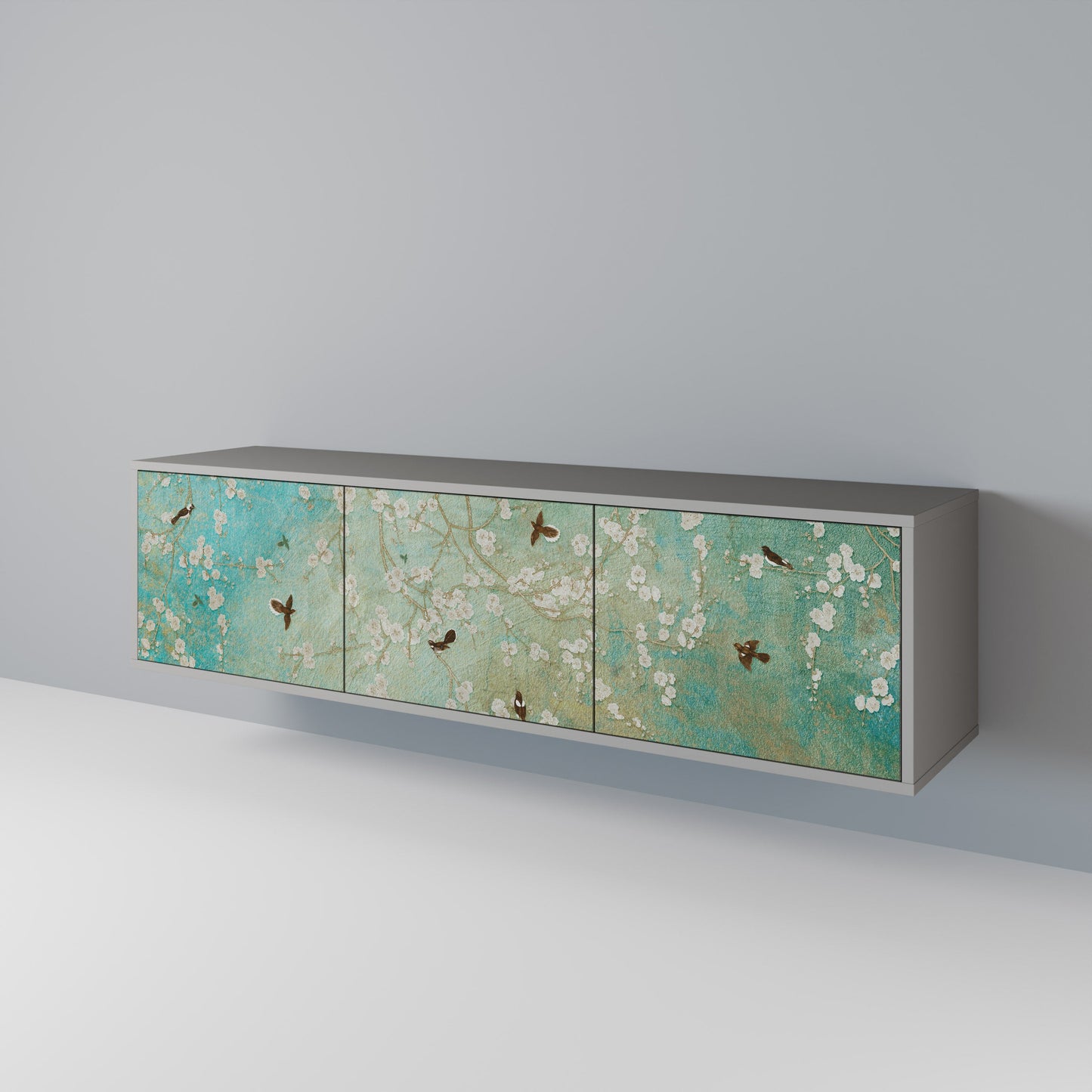 BLOOMING CHARM Mobile TV a 3 Ante in Finitura Grigia