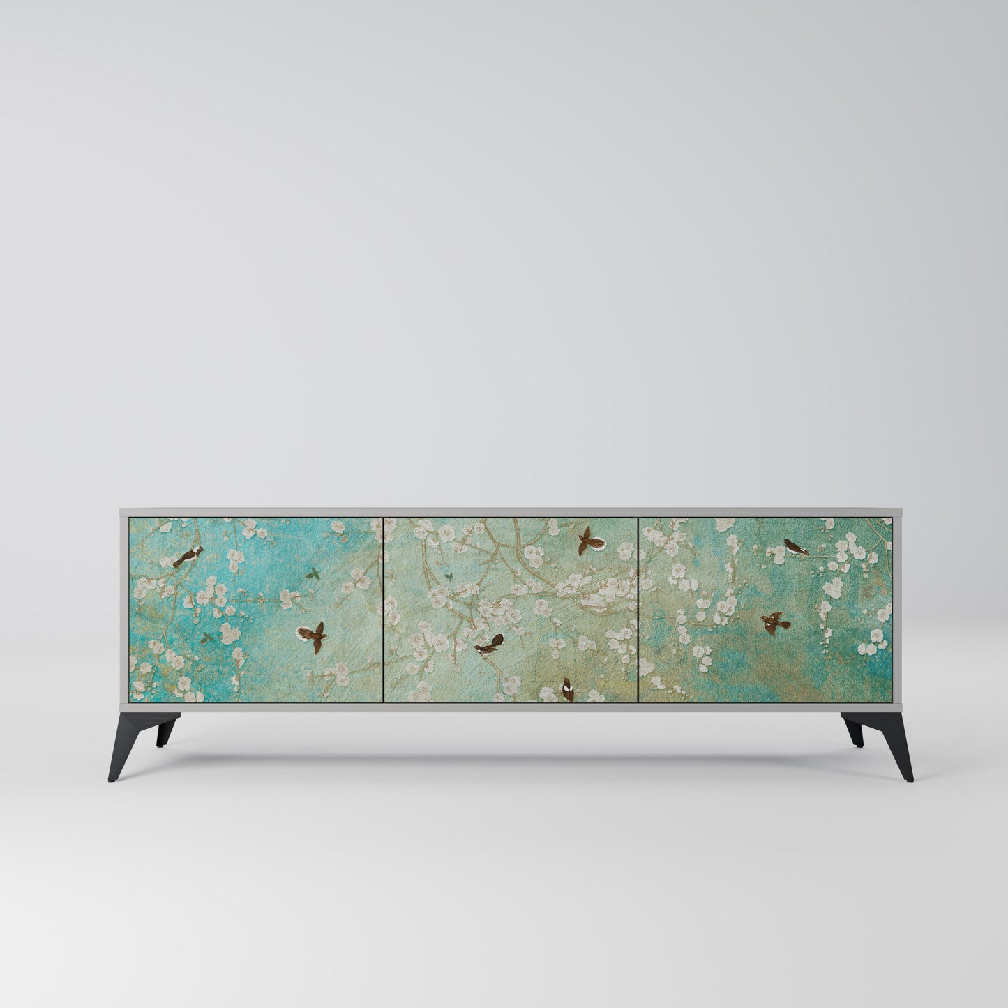 BLOOMING CHARM Mobile TV a 3 Ante in Finitura Grigia