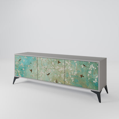 BLOOMING CHARM Mobile TV a 3 Ante in Finitura Grigia