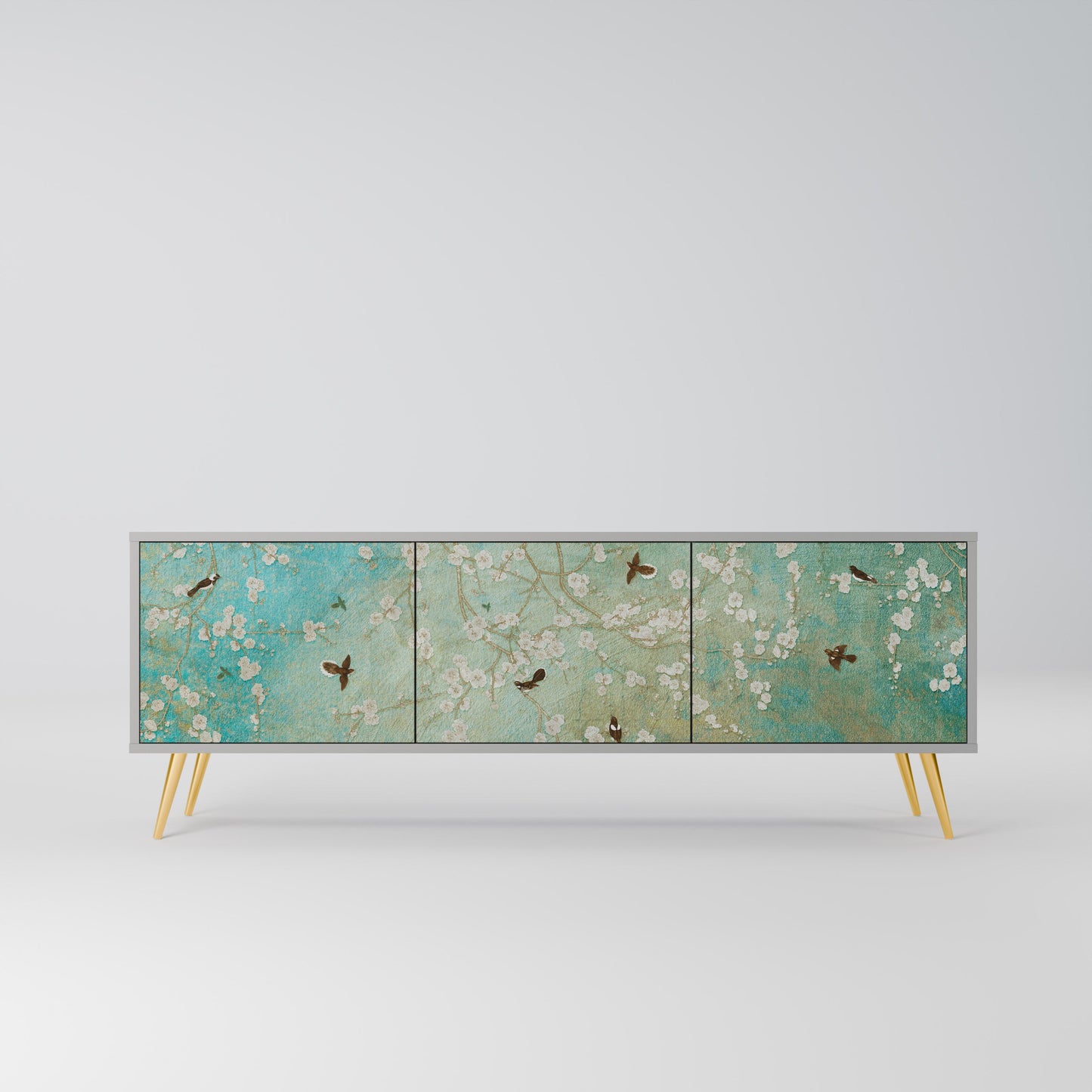 BLOOMING CHARM Mobile TV a 3 Ante in Finitura Grigia