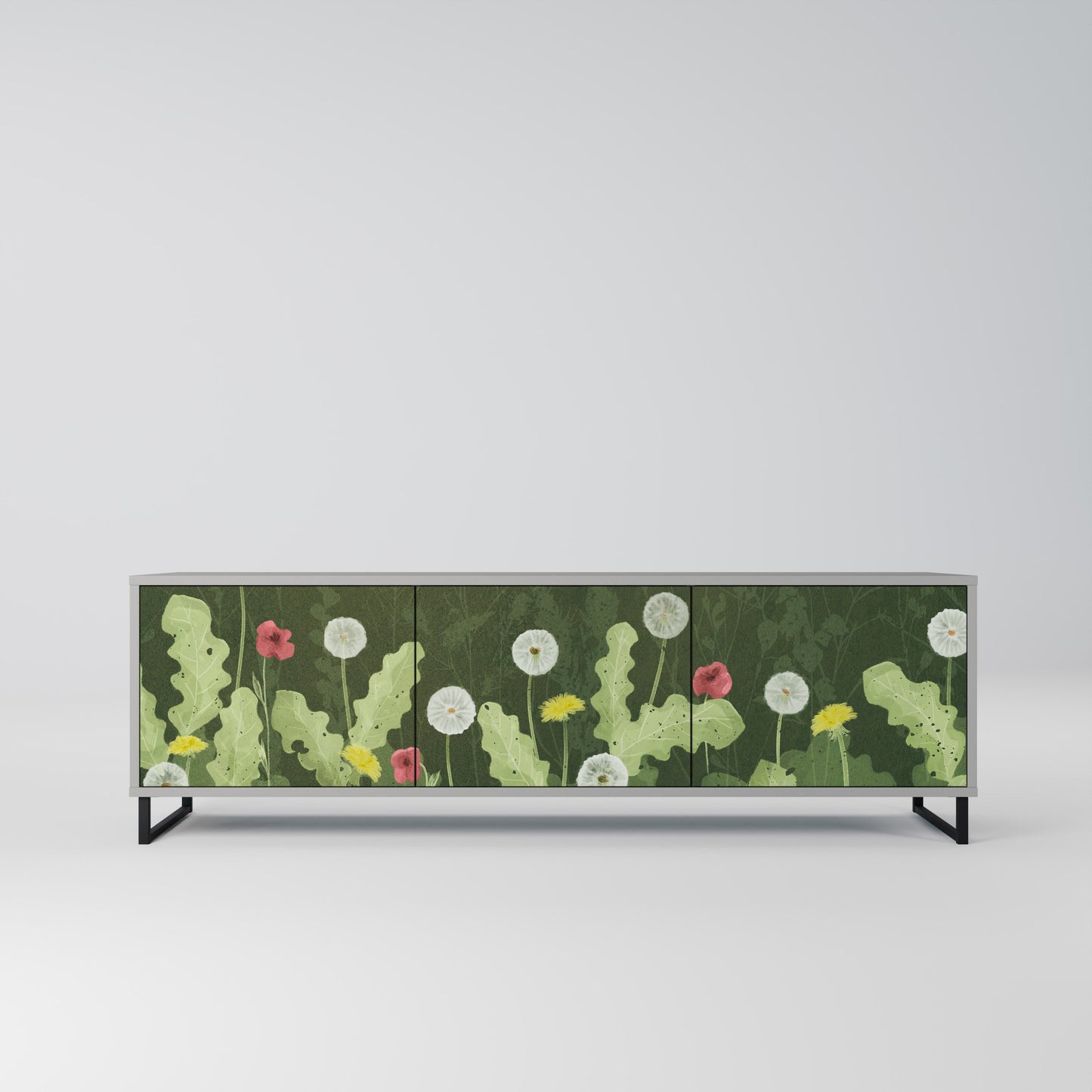 DANDELION AMUSE 3-Door TV Stand in Grey Finish