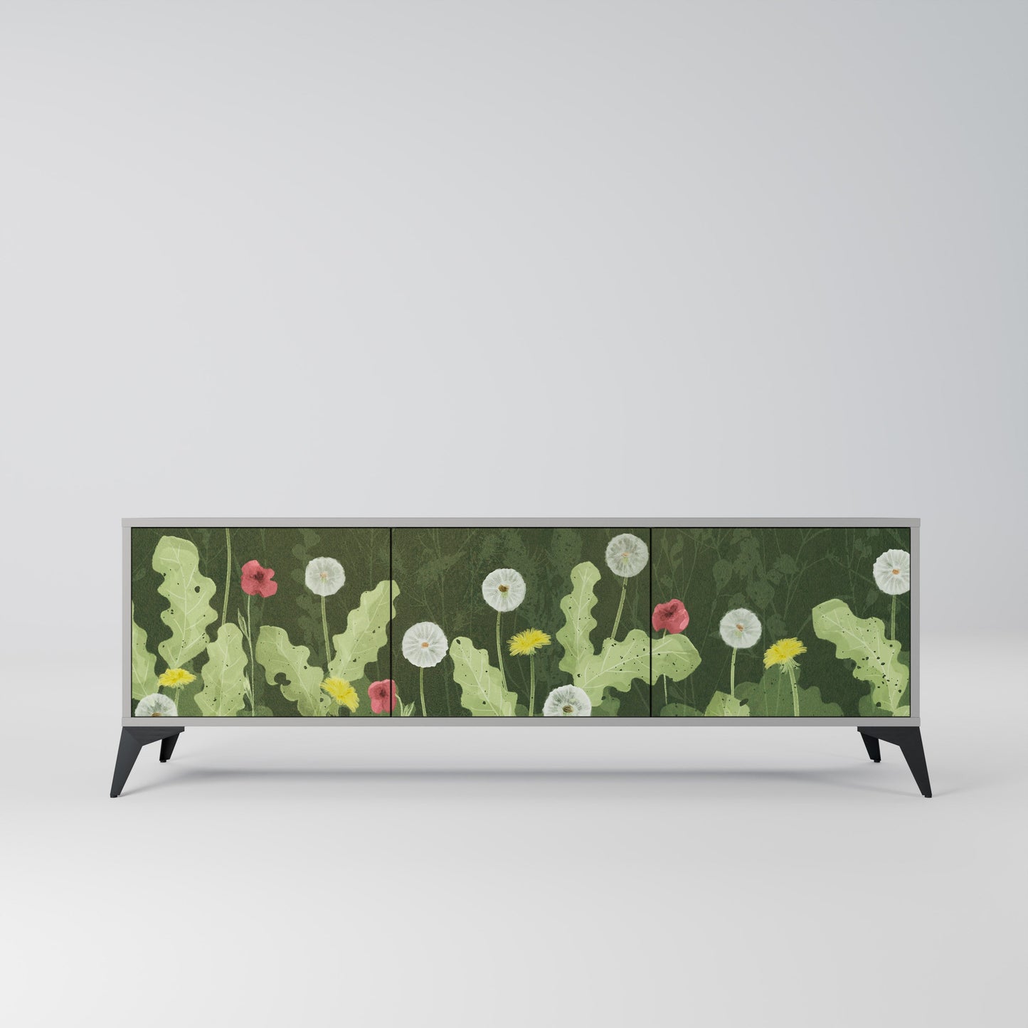 DANDELION AMUSE 3-Door TV Stand in Grey Finish