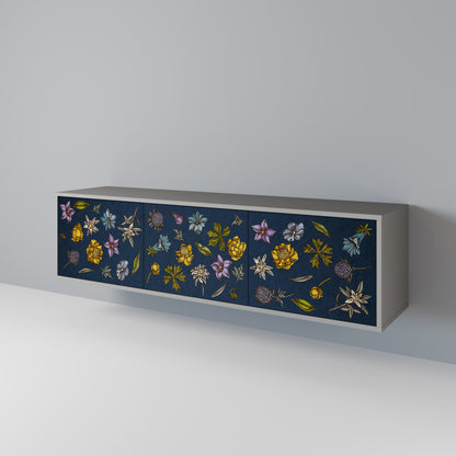 FLOWERS ON NAVY BLUE Mobile TV a 3 Ante in Finitura Grigia