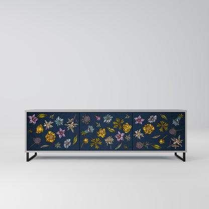 FLOWERS ON NAVY BLUE Mobile TV a 3 Ante in Finitura Grigia