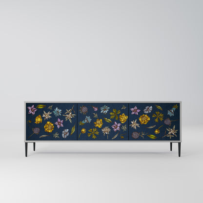 FLOWERS ON NAVY BLUE Mobile TV a 3 Ante in Finitura Grigia