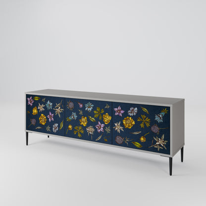 FLOWERS ON NAVY BLUE Mobile TV a 3 Ante in Finitura Grigia