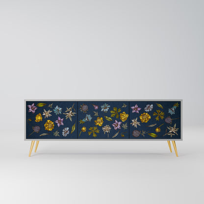 FLOWERS ON NAVY BLUE Mobile TV a 3 Ante in Finitura Grigia