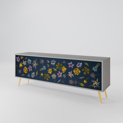 FLOWERS ON NAVY BLUE Mobile TV a 3 Ante in Finitura Grigia