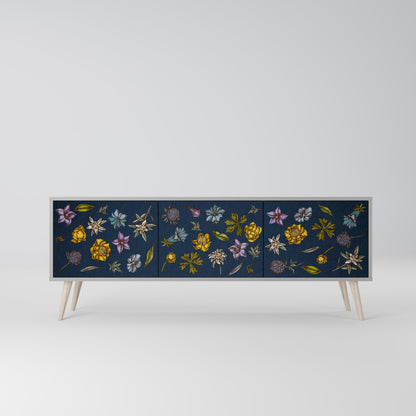 FLOWERS ON NAVY BLUE Mobile TV a 3 Ante in Finitura Grigia