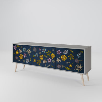 FLOWERS ON NAVY BLUE Mobile TV a 3 Ante in Finitura Grigia
