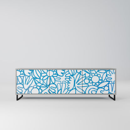 BLOOMY MORNING 3-Door TV Stand in Grey Finish