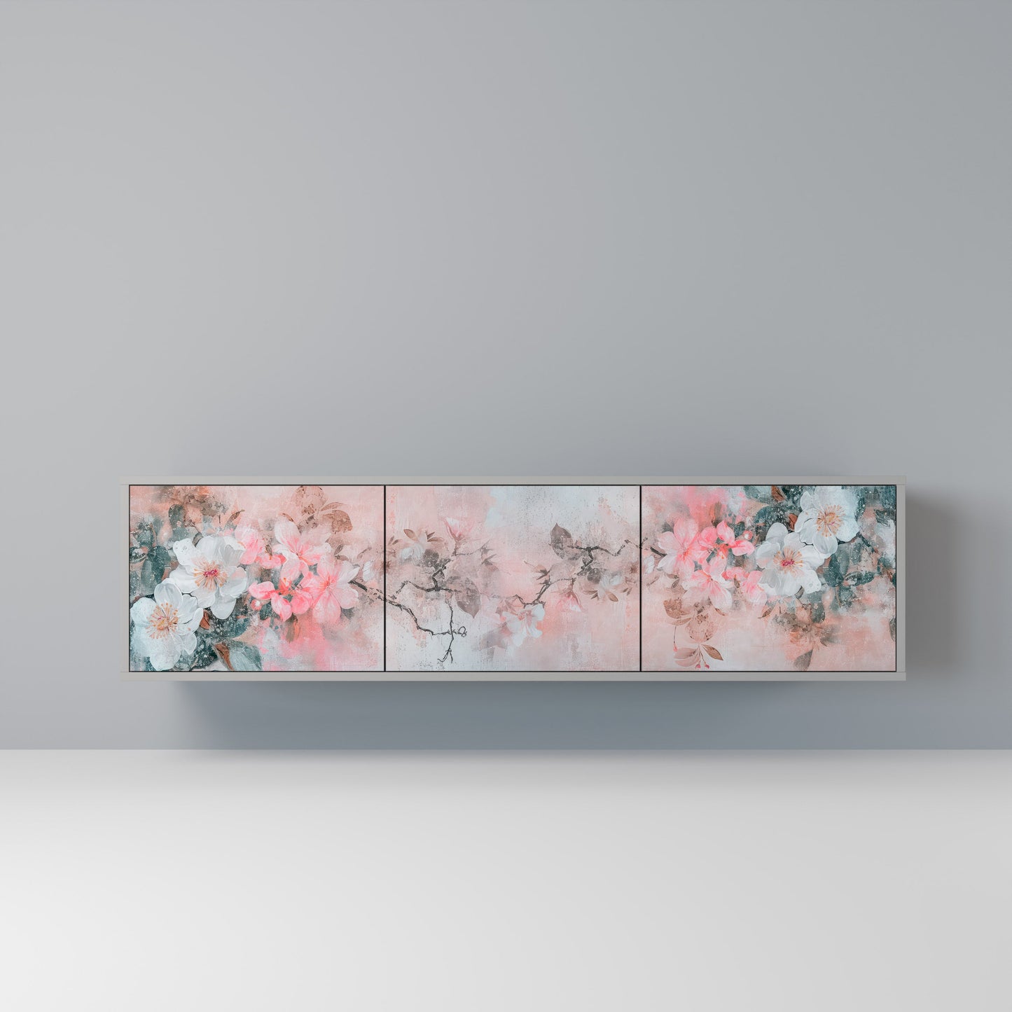 CHERRY BLOSSOM Mobile TV a 3 Ante in Finitura Grigia