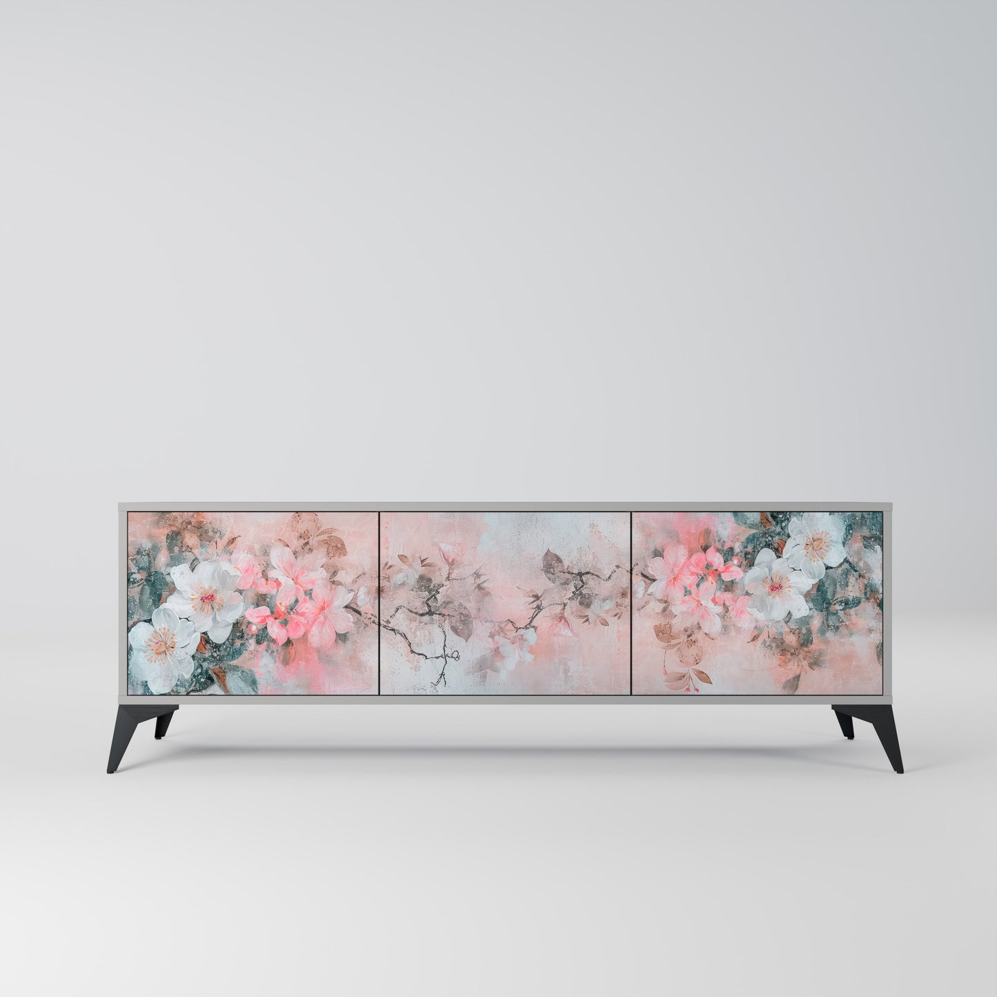 CHERRY BLOSSOM Mobile TV a 3 Ante in Finitura Grigia