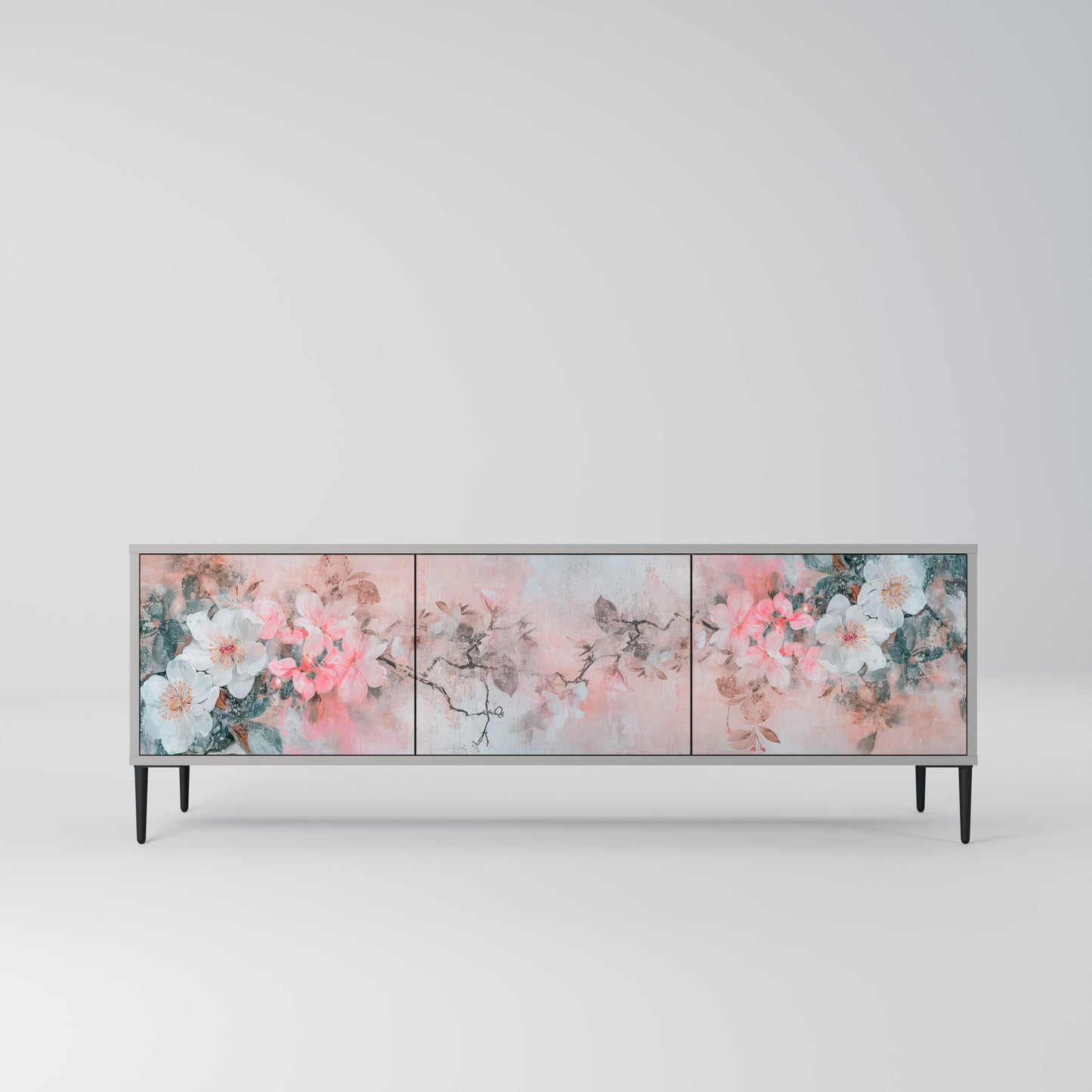 CHERRY BLOSSOM Mobile TV a 3 Ante in Finitura Grigia