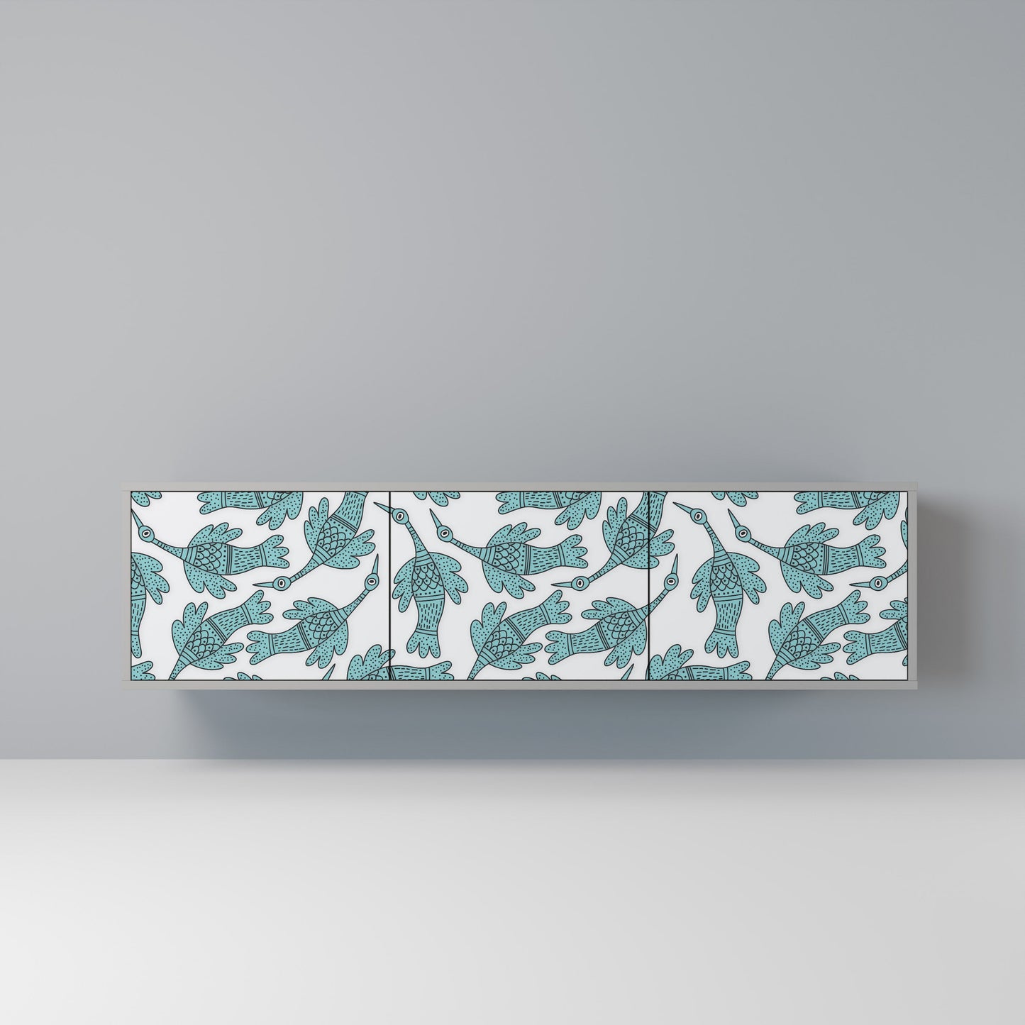 WATERSPOUT SONGIBIRD 3-Door TV Stand in Grey Finish