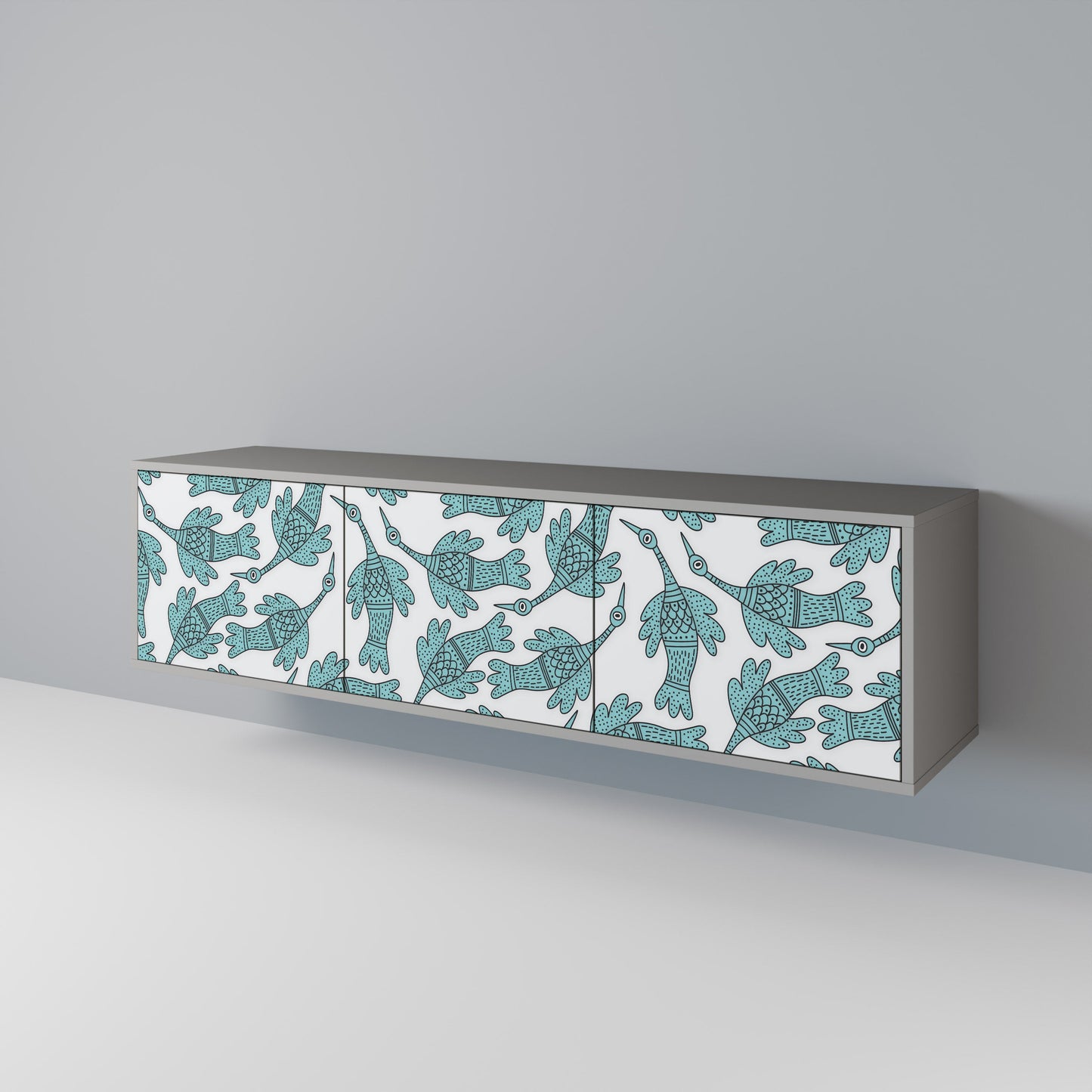 WATERSPOUT SONGIBIRD 3-Door TV Stand in Grey Finish