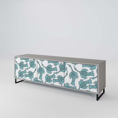 WATERSPOUT SONGIBIRD 3-Door TV Stand in Grey Finish